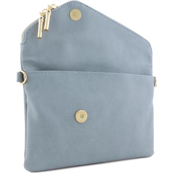 👛 Envelope Wristlet Clutch Crossbody Bag with Chain Strap (Blue Grey) One Size - Picture 3 of 7